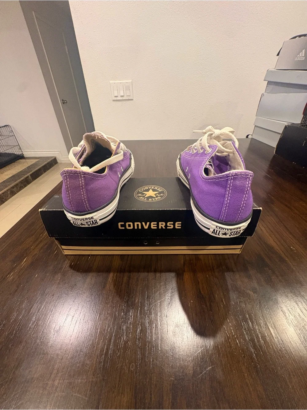 Converse Kids Purple and White Low-Top Canvas Sneakers